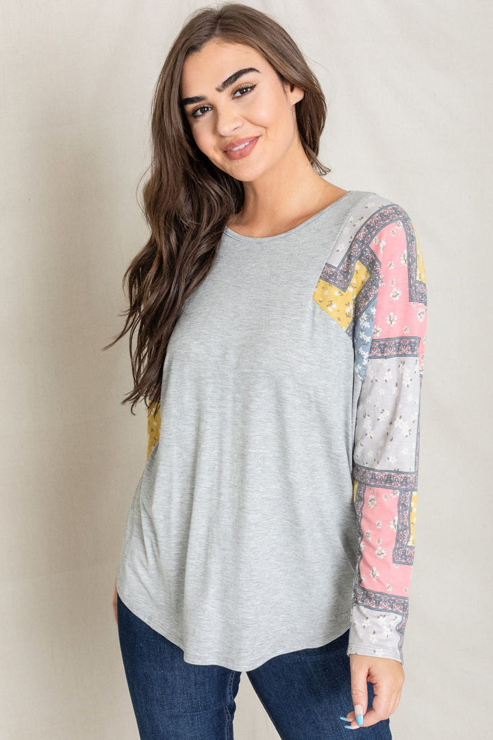 Meadowbrook Long Sleeve Patchwork Tunic Top