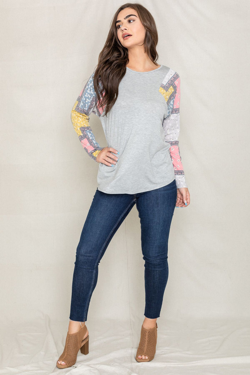 Meadowbrook Long Sleeve Patchwork Tunic Top