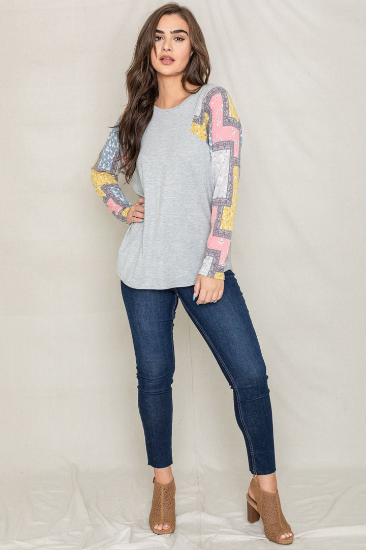 Meadowbrook Long Sleeve Patchwork Tunic Top