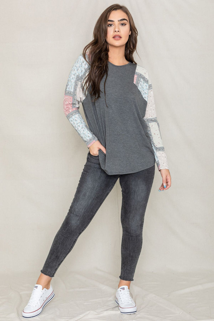 Meadowbrook Long Sleeve Patchwork Tunic Top