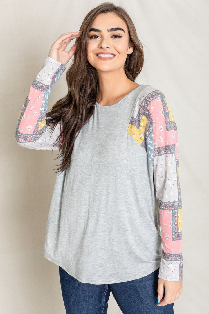 Meadowbrook Long Sleeve Patchwork Tunic Top