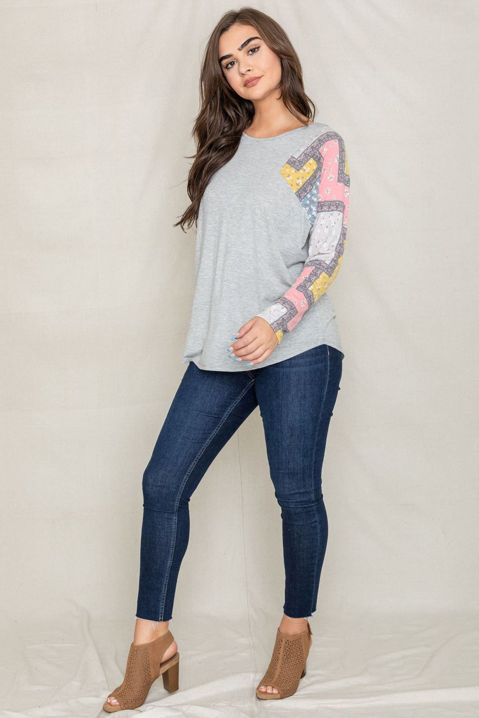 Meadowbrook Long Sleeve Patchwork Tunic Top
