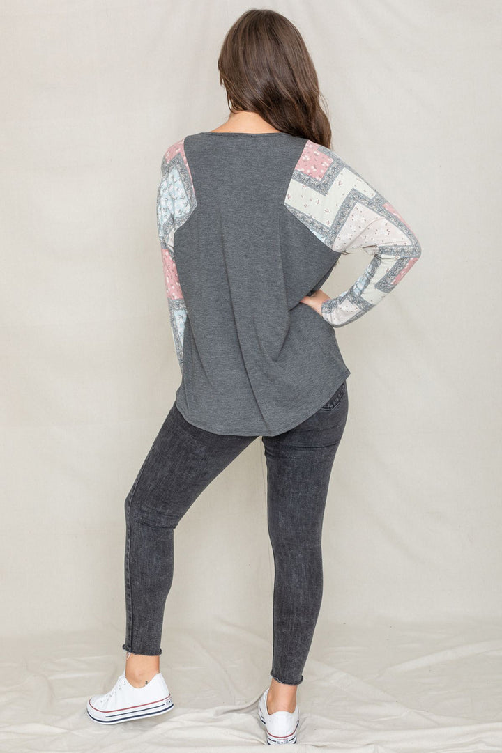 Meadowbrook Long Sleeve Patchwork Tunic Top