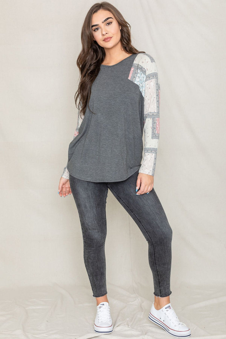 Meadowbrook Long Sleeve Patchwork Tunic Top