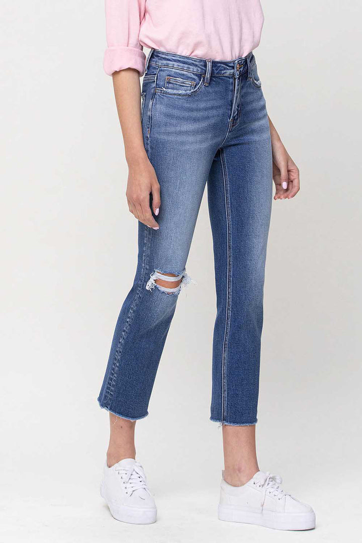Mid-Rise Straight Crop Jeans - Azoroh