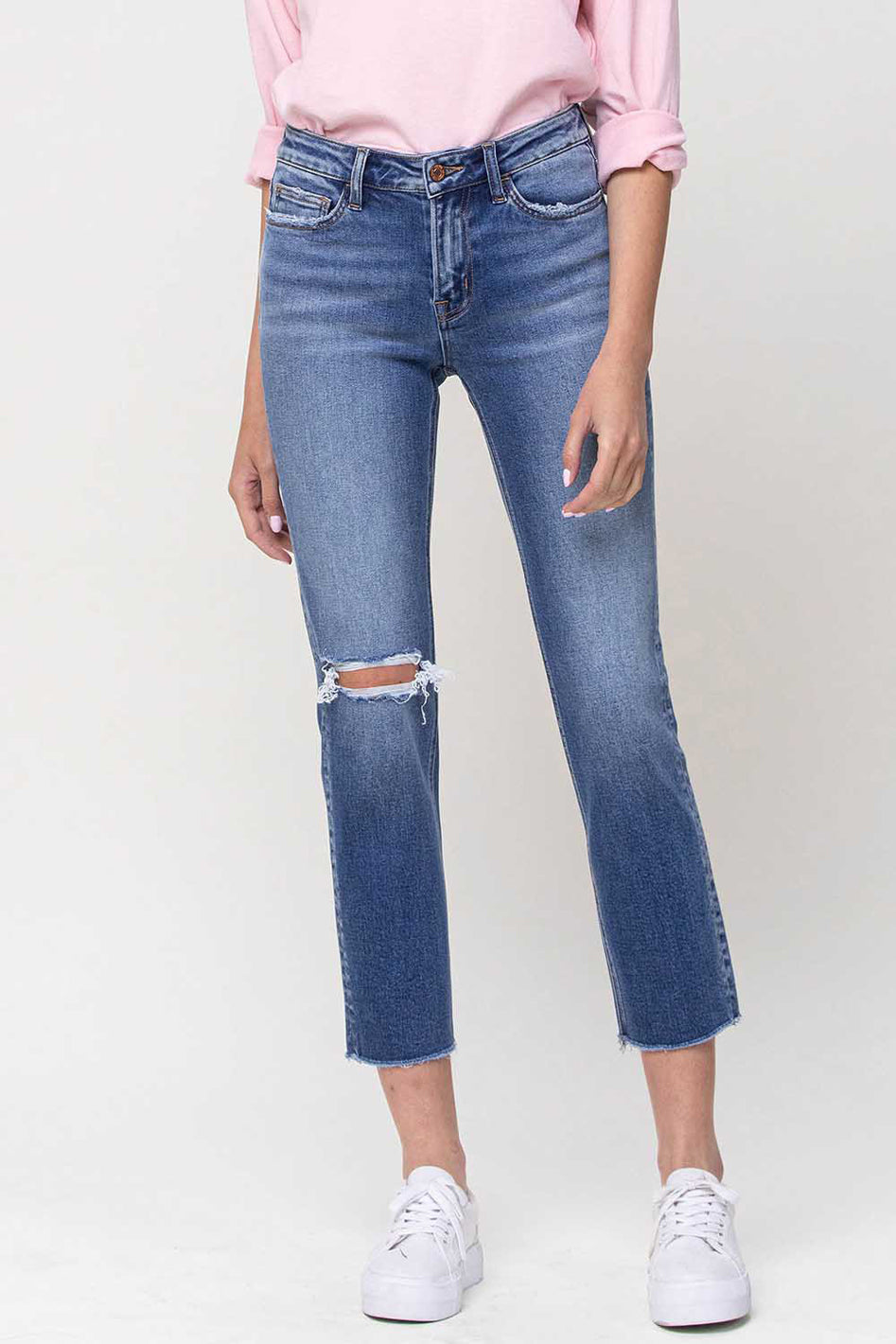 Mid-Rise Straight Crop Jeans - Azoroh