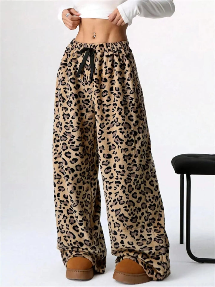 Drawstring wide-leg pull-on lounge pants