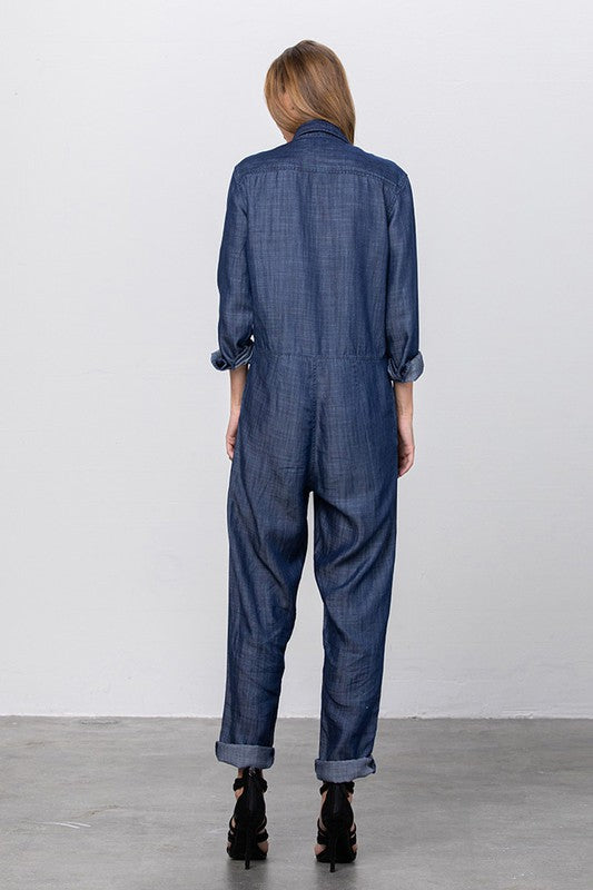Rivington Collared Button Front Tencel Mechanic Jumpsuit