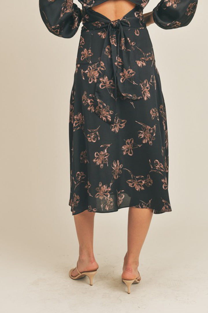 Side Slit Floral Print Skirt - Azoroh