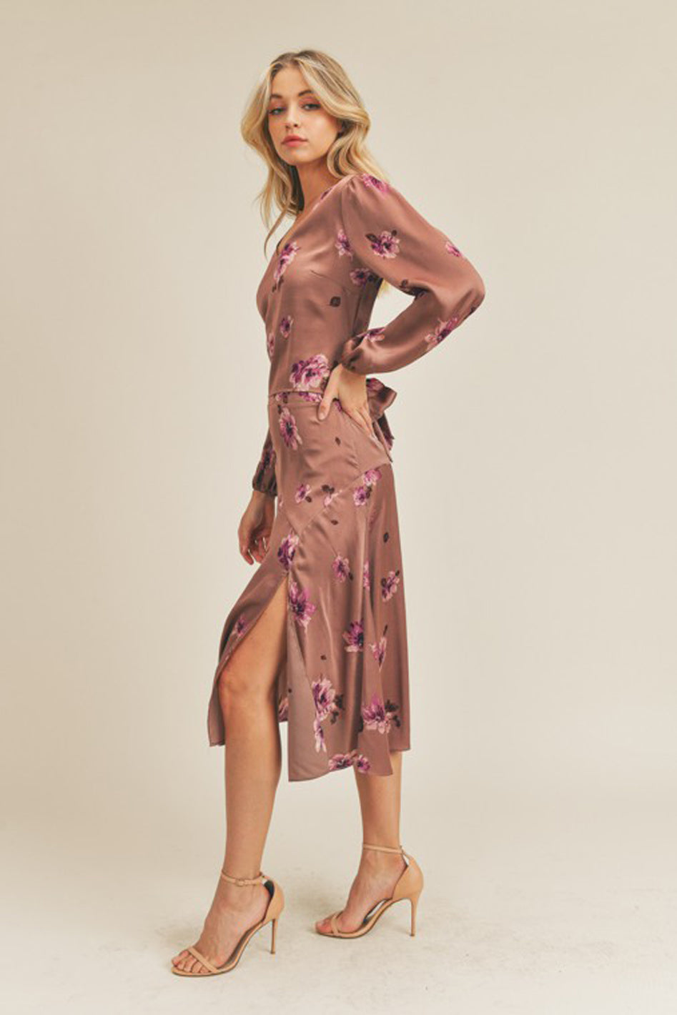 Side Slit Floral Print Skirt - Azoroh
