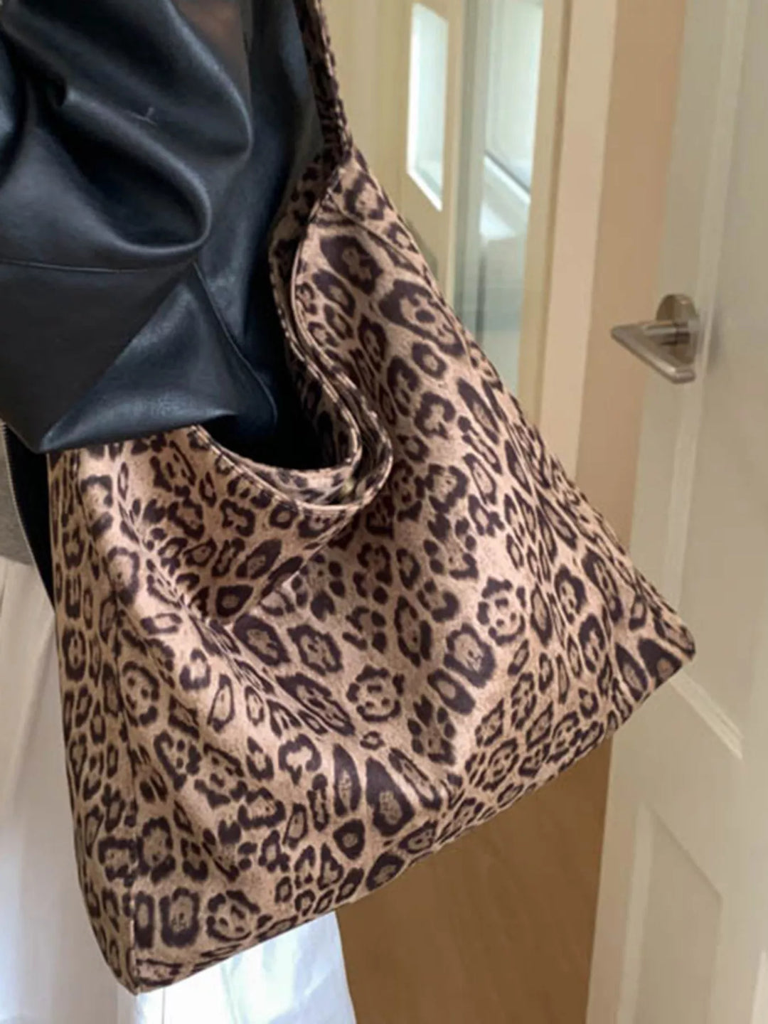Khaki Leopard Print Tote Bag