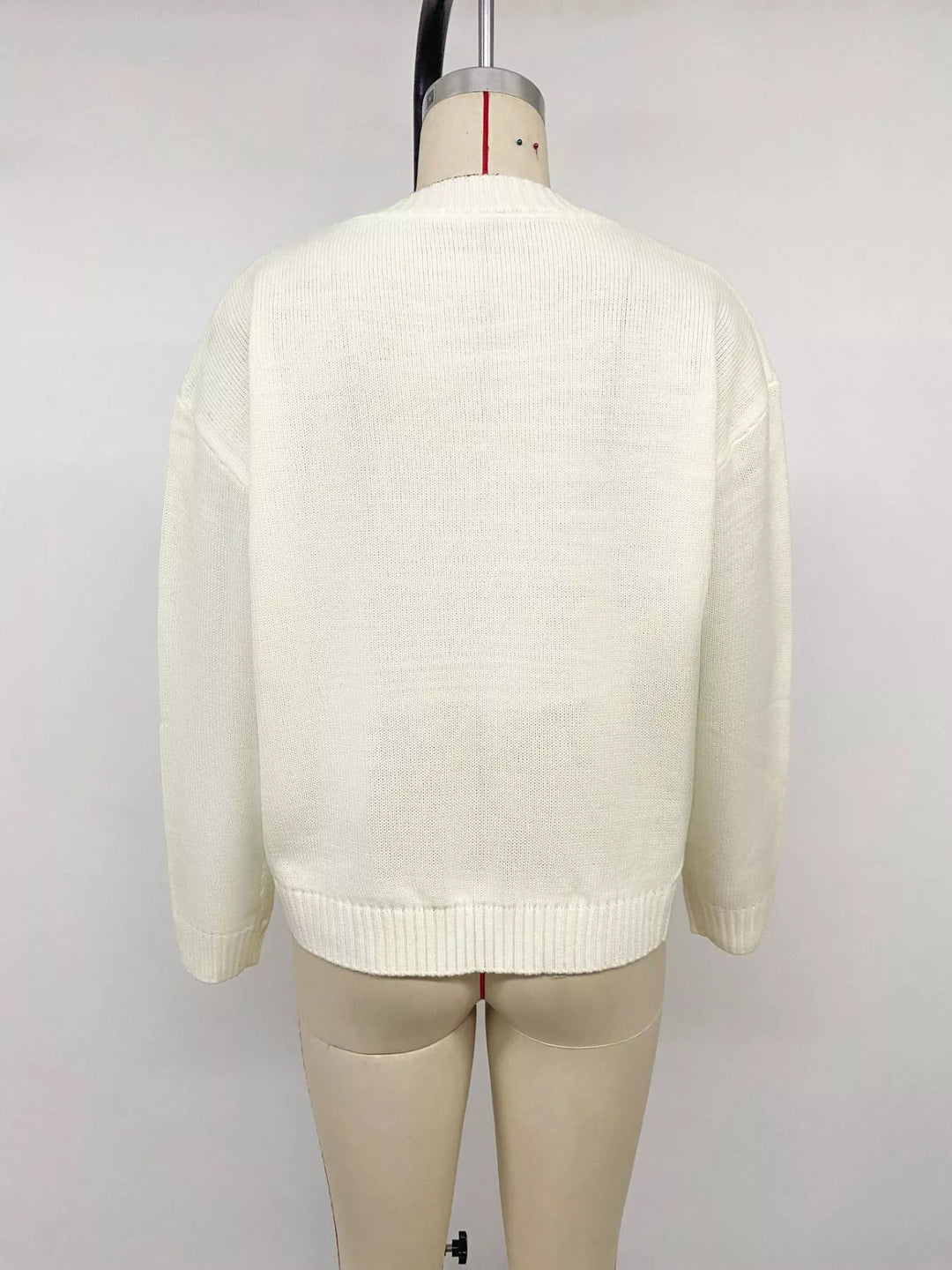 Bow graphic knit crewneck pullover sweater