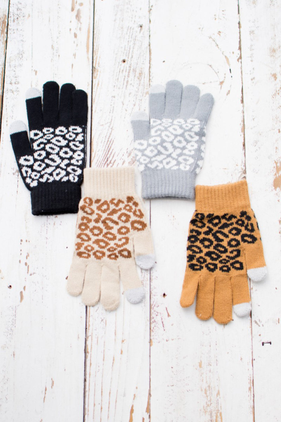 Leopard Stretch Touch Gloves - Azoroh