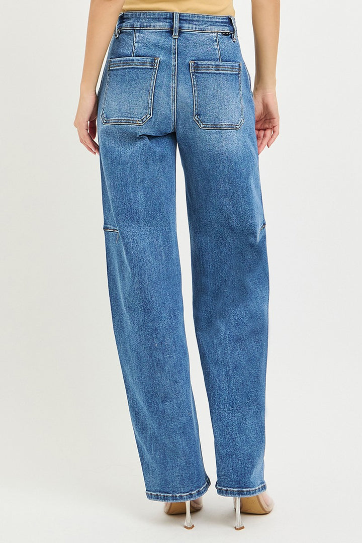 Slouchy baggy high-rise straight-leg jeans