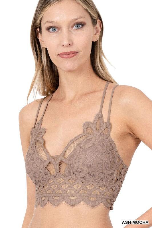 Crochet Lace Bralette with Bra Pads - Azoroh