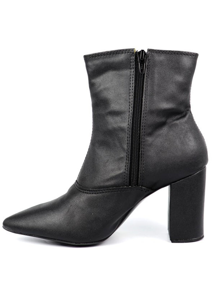 Pointed Toe Bootie with a Block Heel - Azoroh