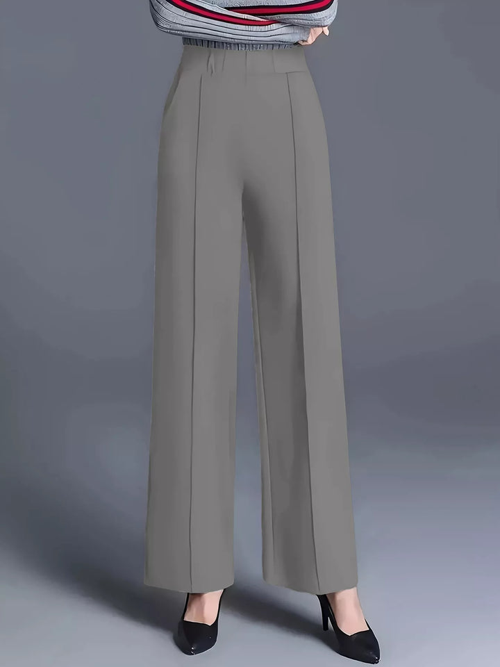 Grey Wide leg high-rise trousers with front seam detail