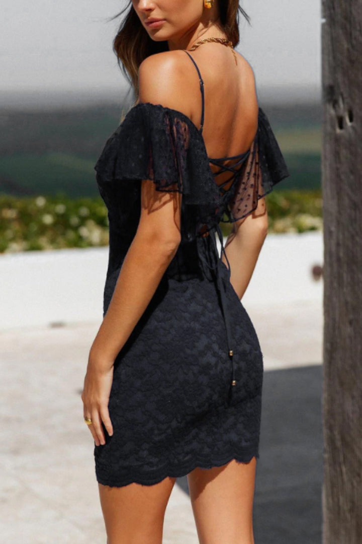 Open-back Lace Mini Dress - Azoroh