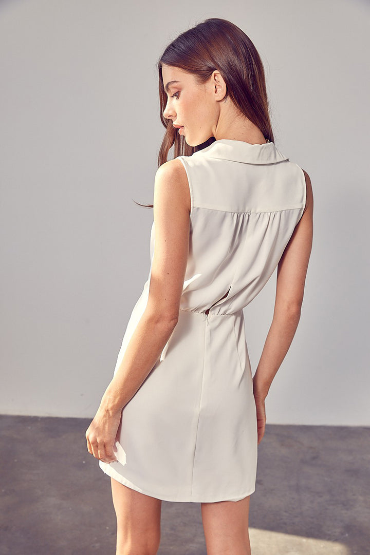 Collared Side Button Dress - Azoroh