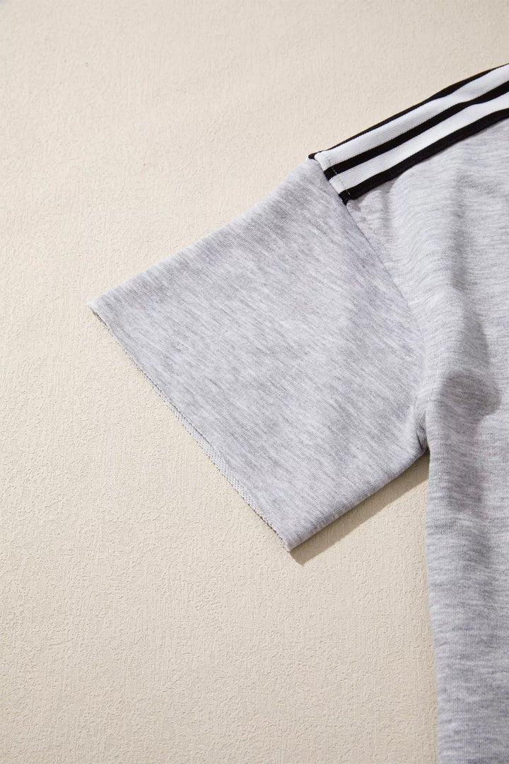 Relaxed fit tee with varsity shoulder stripes