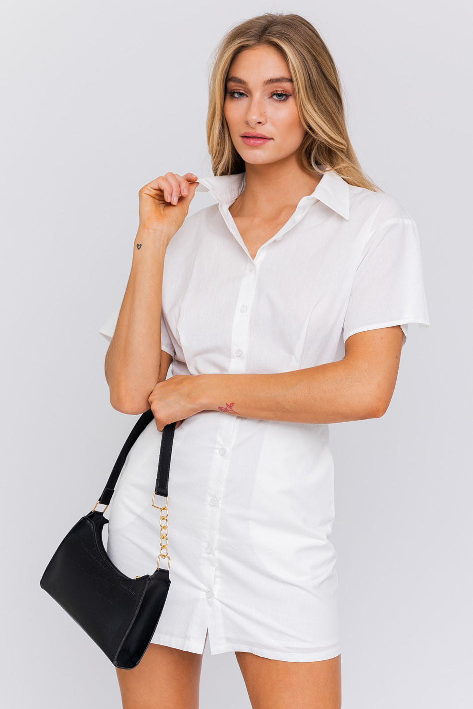 Half Sleeve Shirt Mini Dress - Azoroh