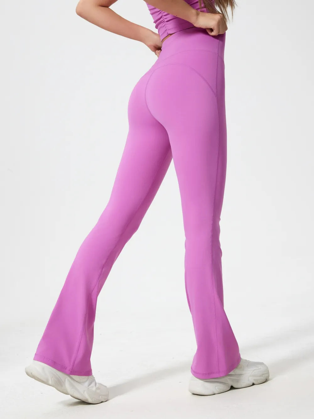 High-waist flare yoga leggings with wide waistband