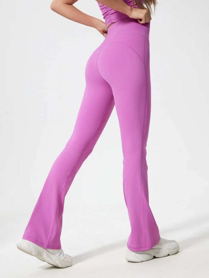 High-waist flare yoga leggings with wide waistband