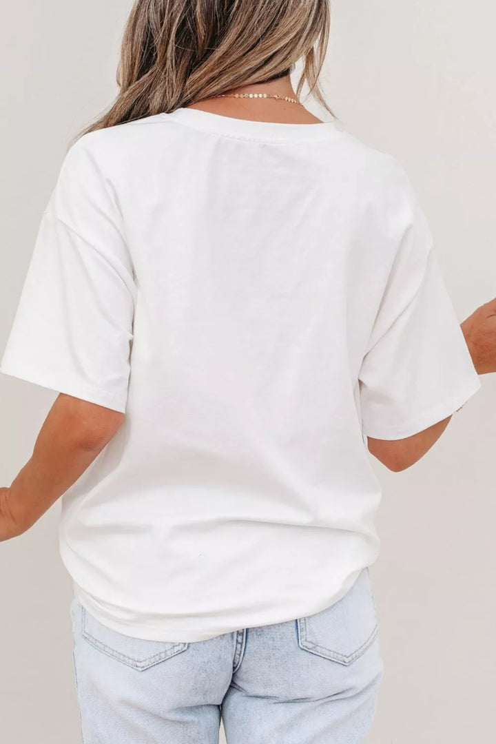 Denim chest pocket relaxed cotton crew neck tee