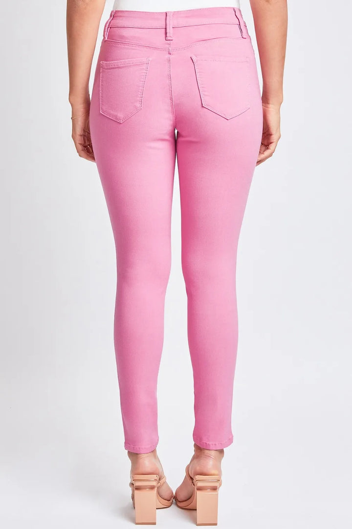 Hyperstretch mid-rise skinny pants with 29-inch inseam