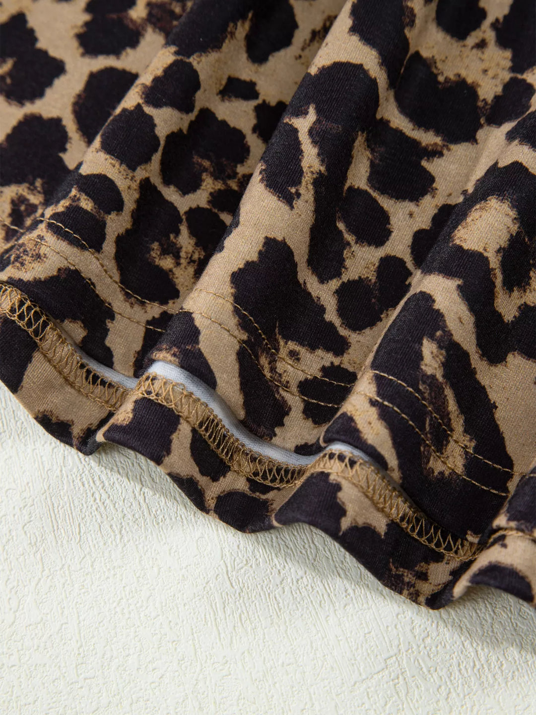 Leopard print square neck top with flared long sleeves