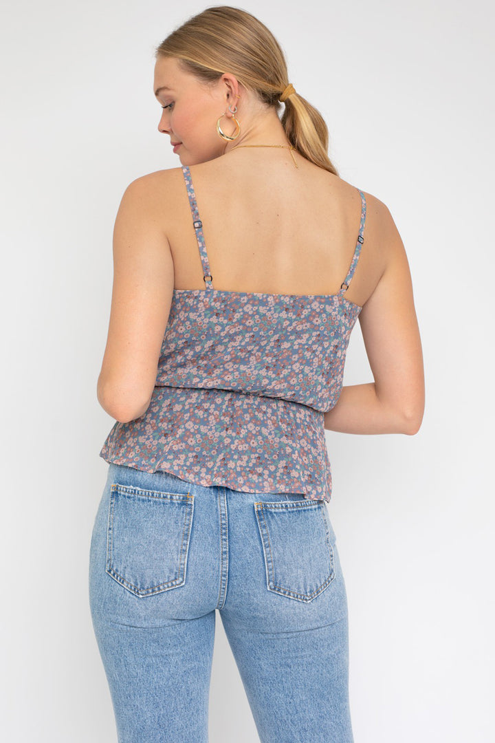 Sleeveless Elastic Waist Top With Ruffle