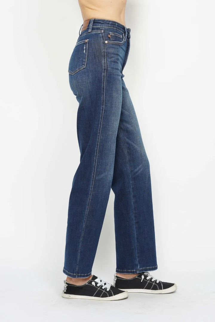 High-rise tummy control straight-leg jeans