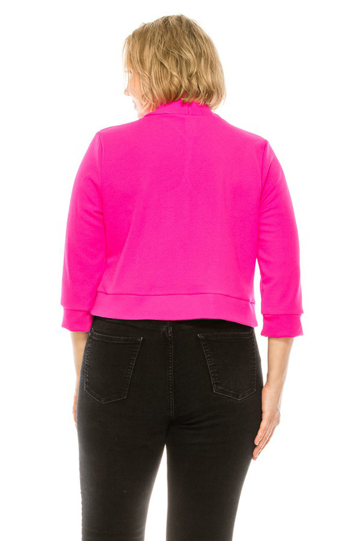 Plus size, solid, waist length blazer cardigan - Azoroh