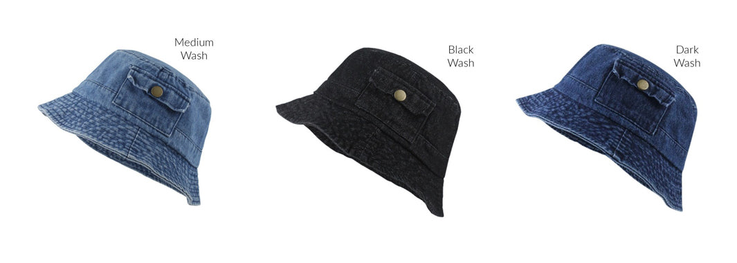 Pocket Accent Denim Bucket Hat - Azoroh