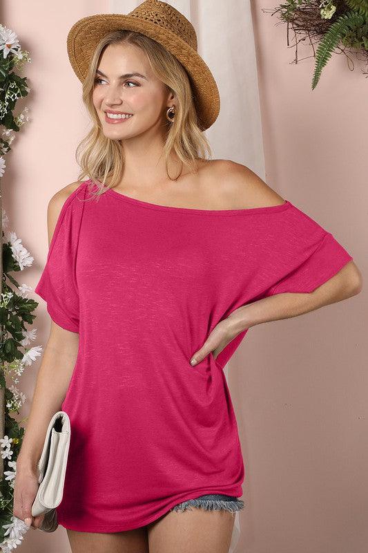 One Side Cold Shoulder Detailed Drapery Top - Azoroh