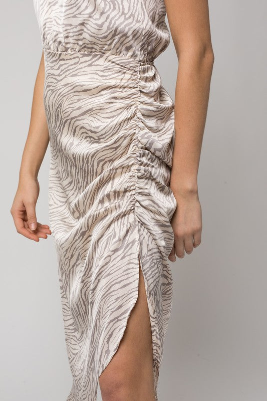 Olympia One Shoulder Abstract Print Midi Dress
