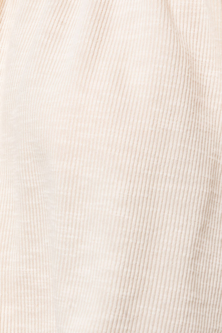 Marseille Shirring Neck Ribbed Short Sleeve Top