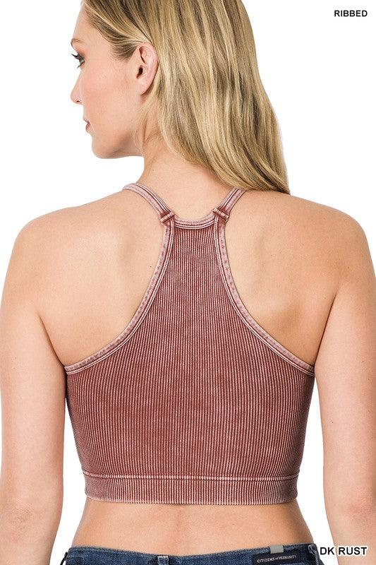Washed Ribbed Seamless Cropped Cami Top - Azoroh