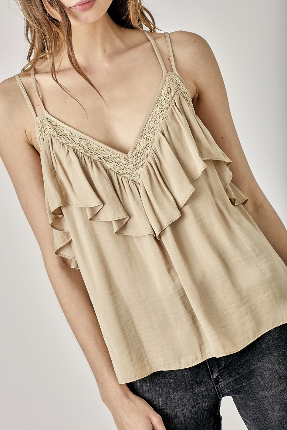 Trim Detail with Ruffle Cami Top - Azoroh
