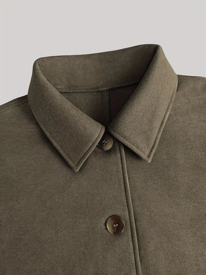 Cropped wool-feel jacket with dropped shoulders and slash pockets