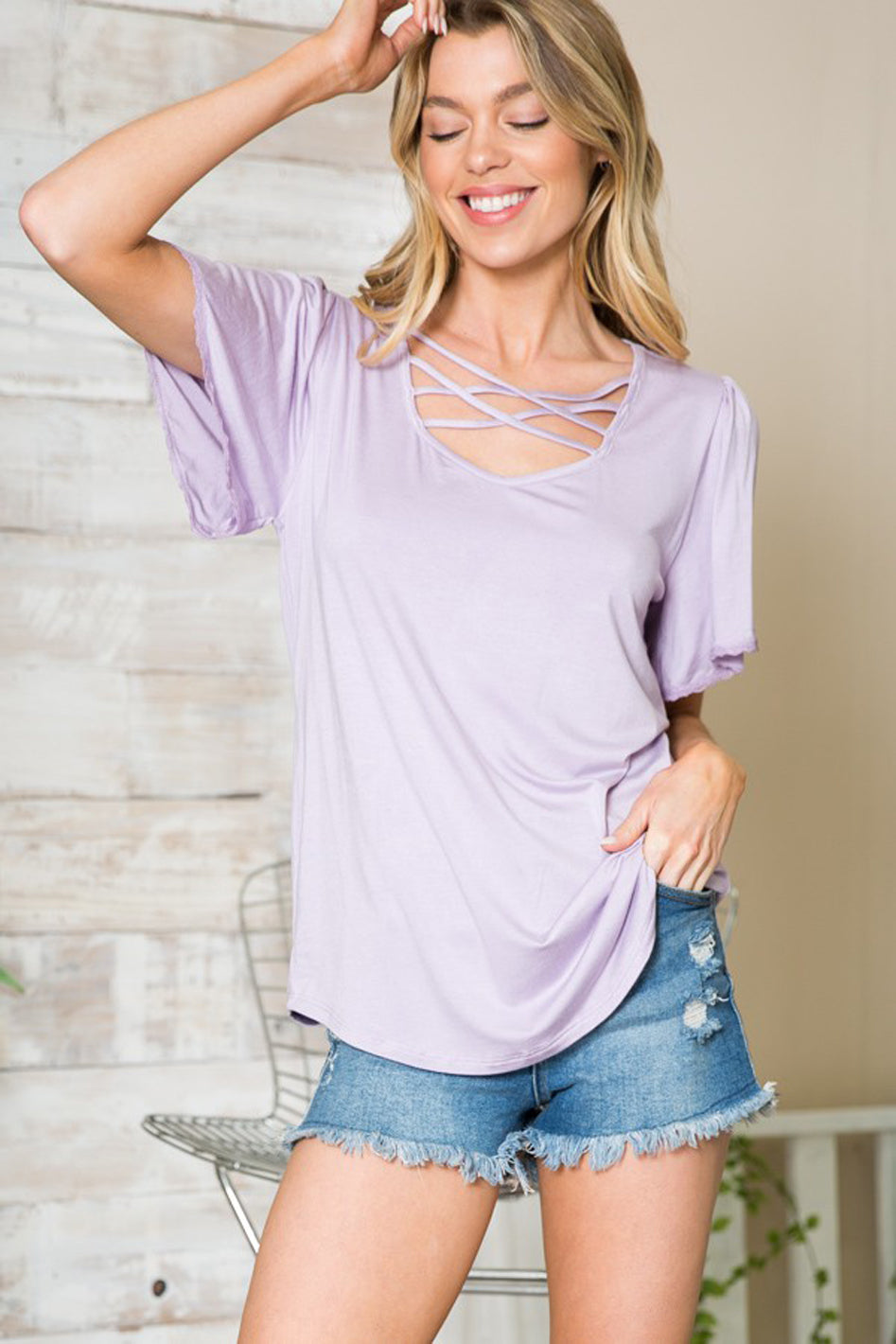 Luxe Strappy Flutter Sleeve Knit Top