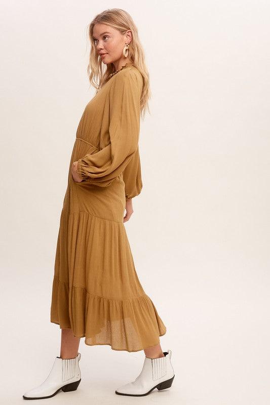 Feminine Boho Inspired Maxi Woven Dress - Azoroh
