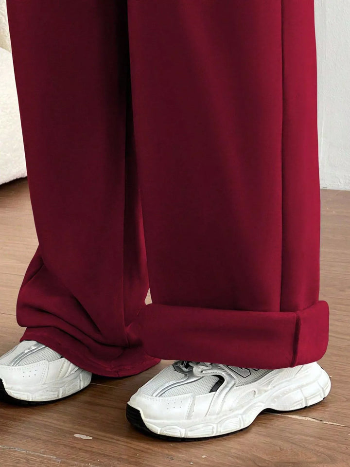 High-waist wide-leg drawstring sweatpants