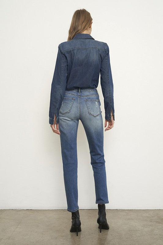 Vintage Vibes Distressed High-Rise Girlfriend Jeans