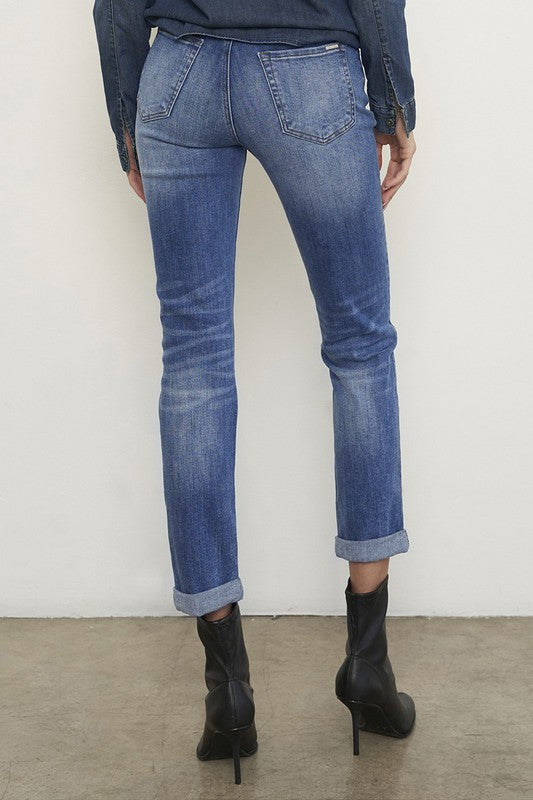 Cosette Distressed Girlfriend Jeans Mid-Rise