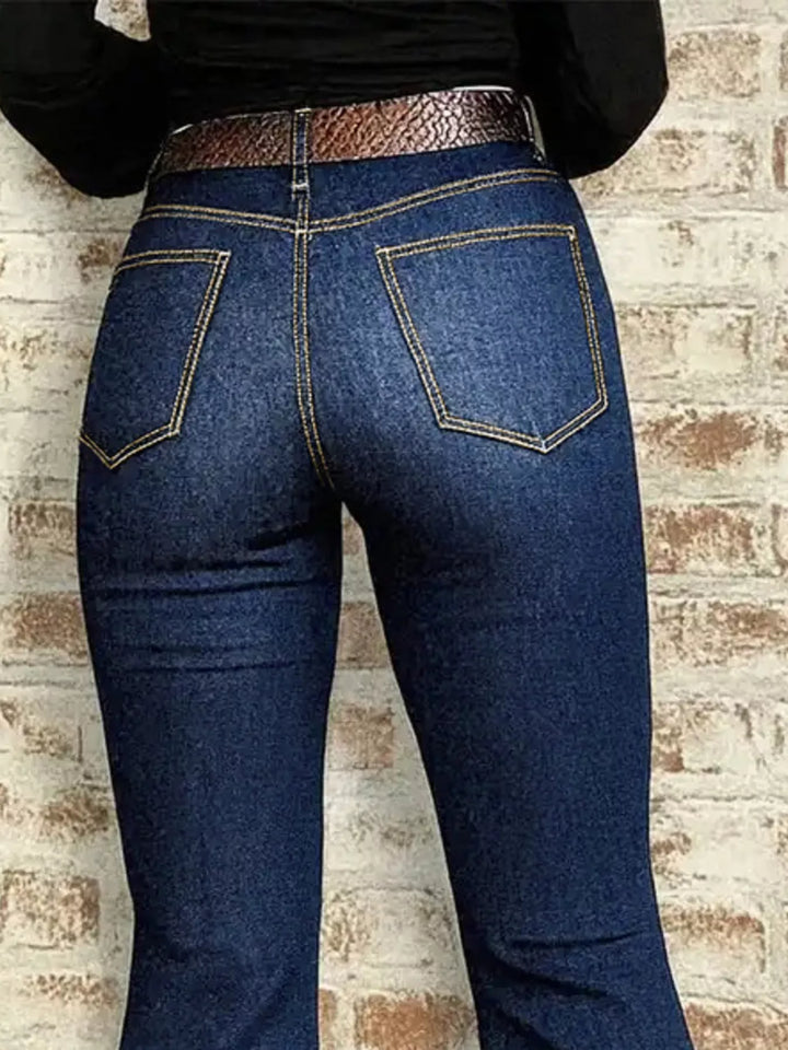 High-rise flare jeans with front patch pockets