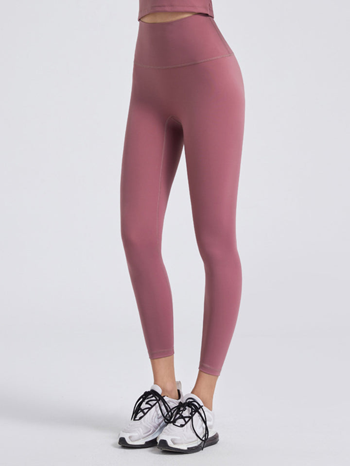 High-rise sports leggings with wide yoke waistband