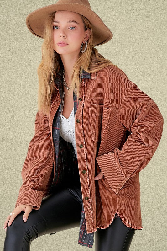 Daisy Oversized Corduroy Button-Up Jacket