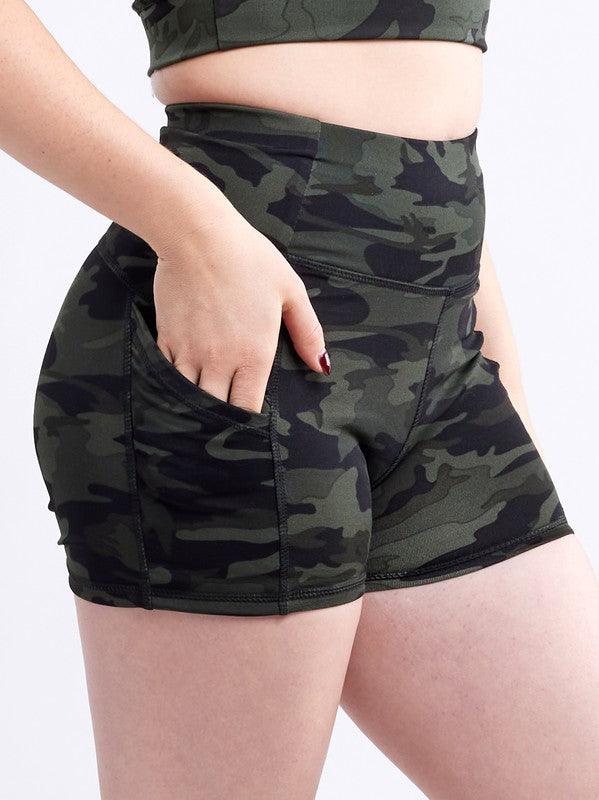 High-Waisted Athletic Shorts with Side Pockets - Azoroh
