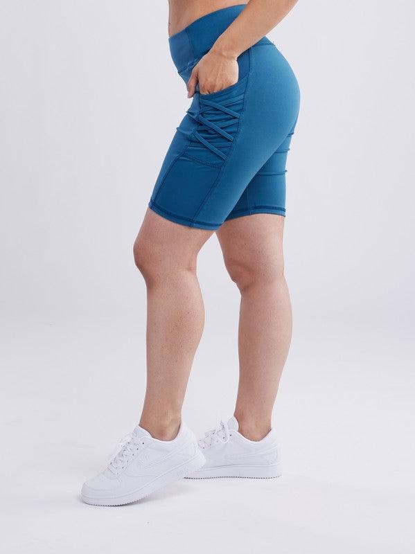 High-Waisted Mid-Thigh Shorts w Pockets - Azoroh